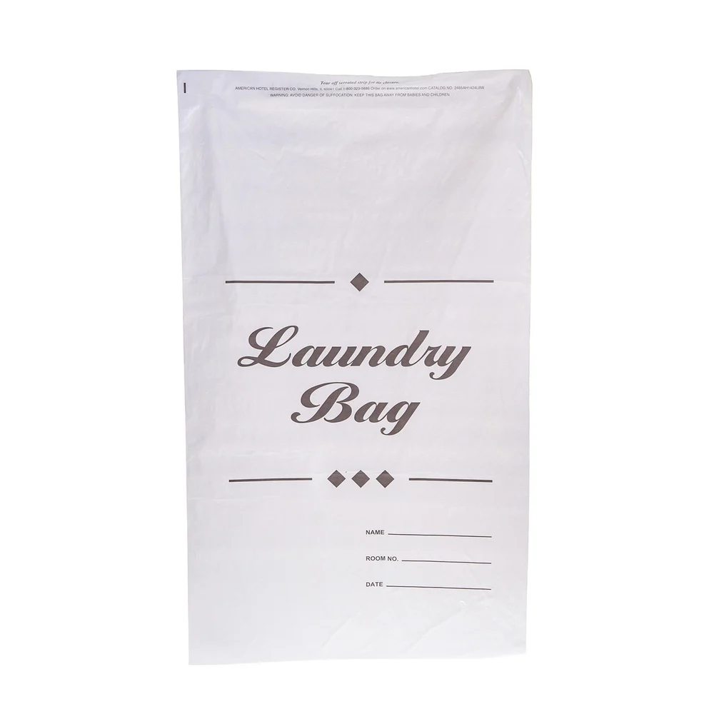 Registry Disposable Laundry Bag, Tear Off Tie, 14" W x 24" L, 1 Mil, White
